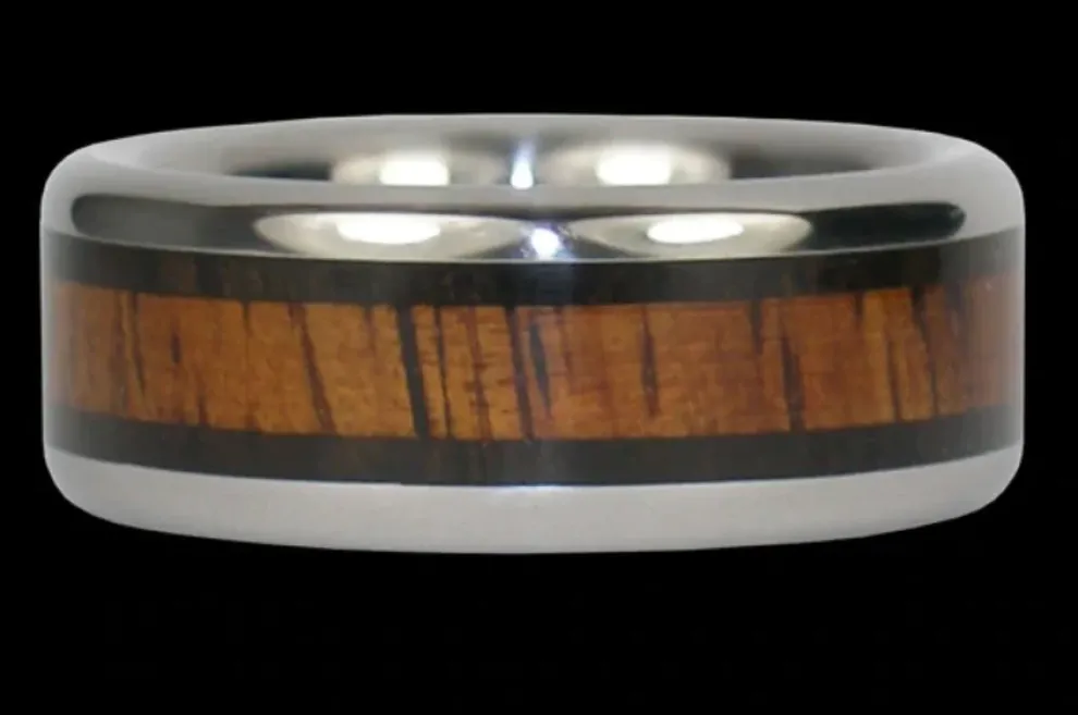African Blackwood And Koa Hawaii Titanium Ring