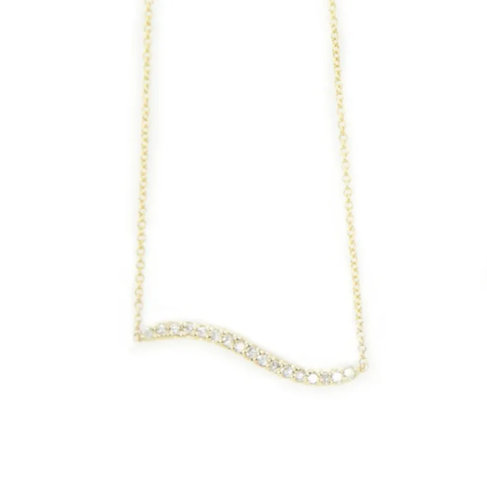 Bermuda Wavy Diamond Bar Necklace 14K Yellow Gold