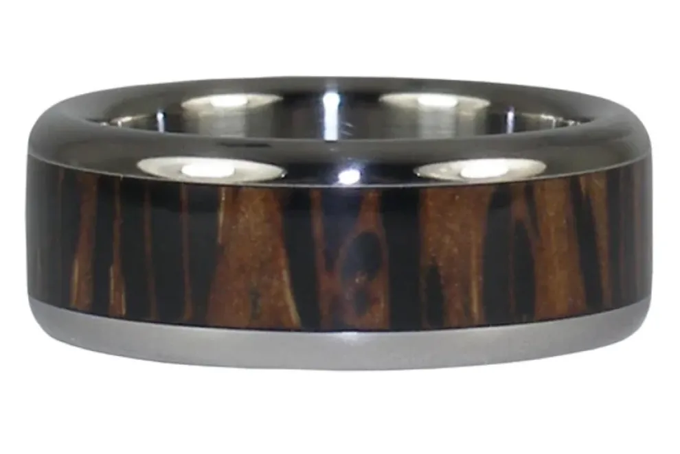 Black Palm Wood Hawaii Titanium Ring