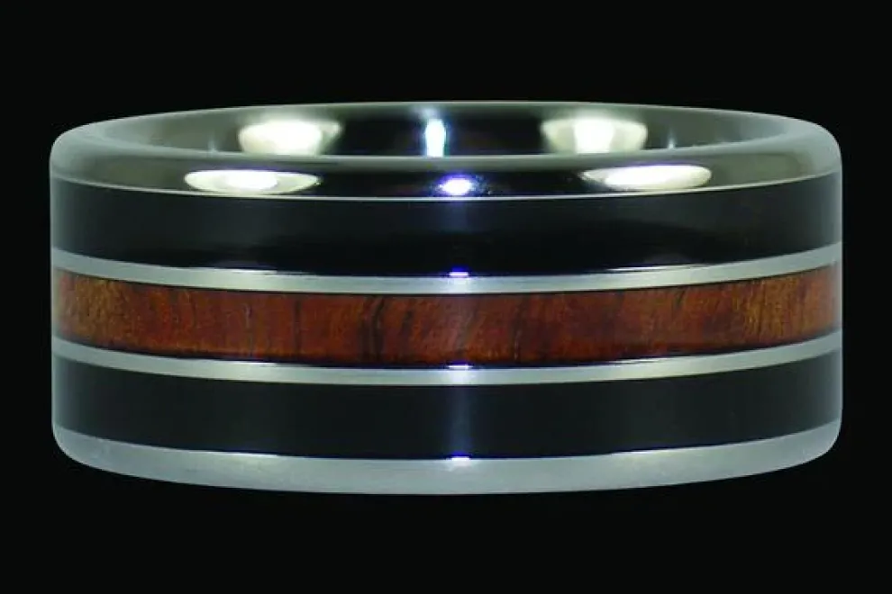 Black Wood And Koa Big Kahuna Ring