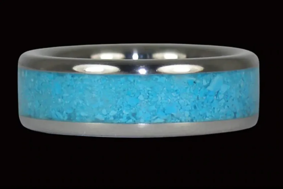 Bye Bye Blue Sky Turquoise Titanium Ring