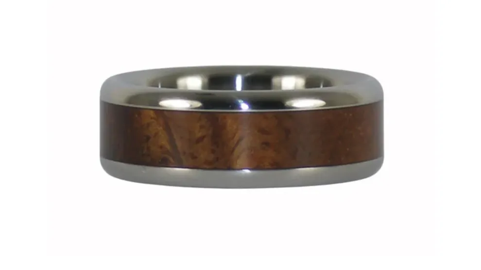 Curly Koa Wood Hawaii Titanium Ring