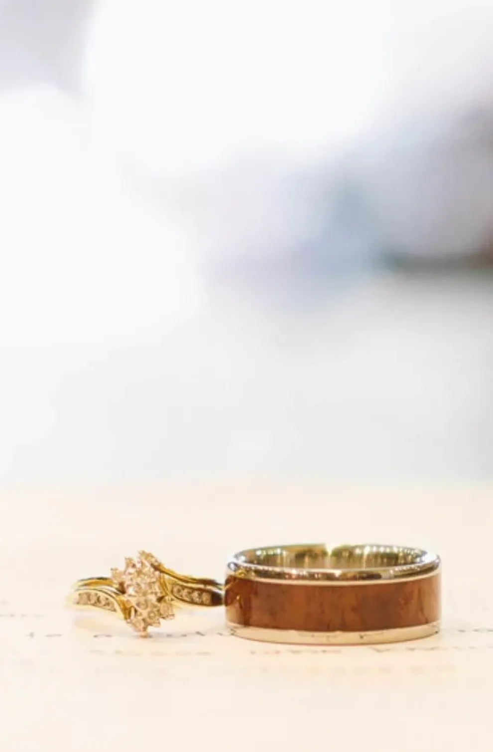 Curly Koa Wood Hawaii Titanium Ring