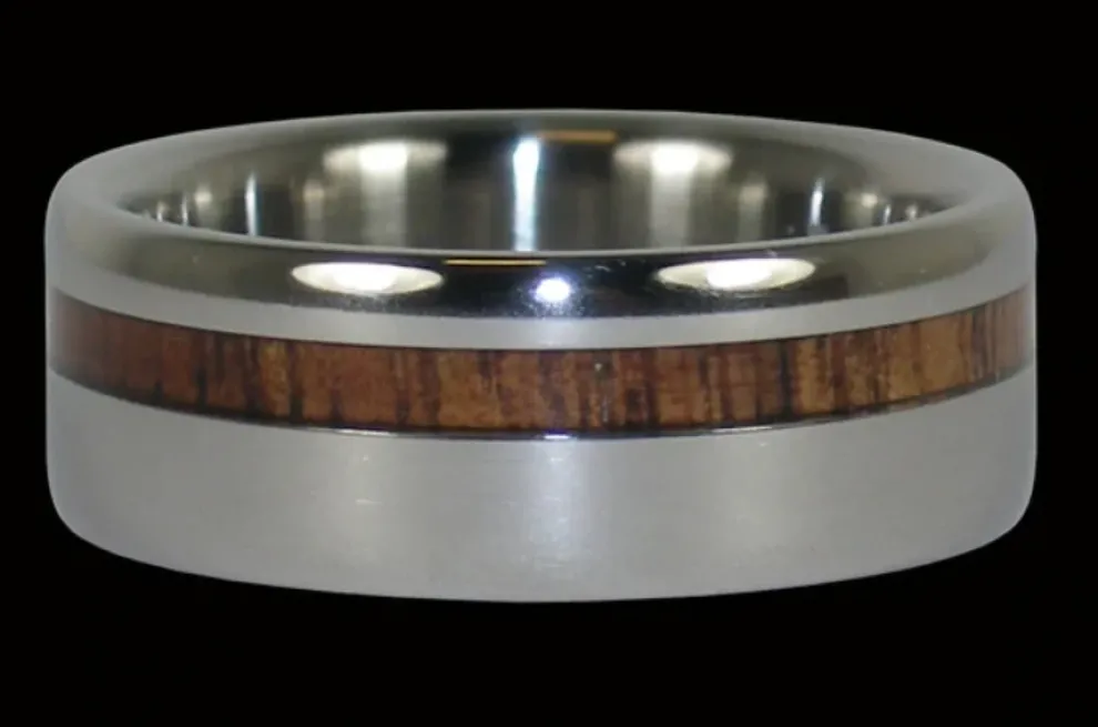 Dark Koa Offset Inlay Titanium Ring