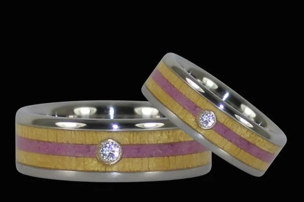 Diamond Titanium Ring With Pink Sugilite