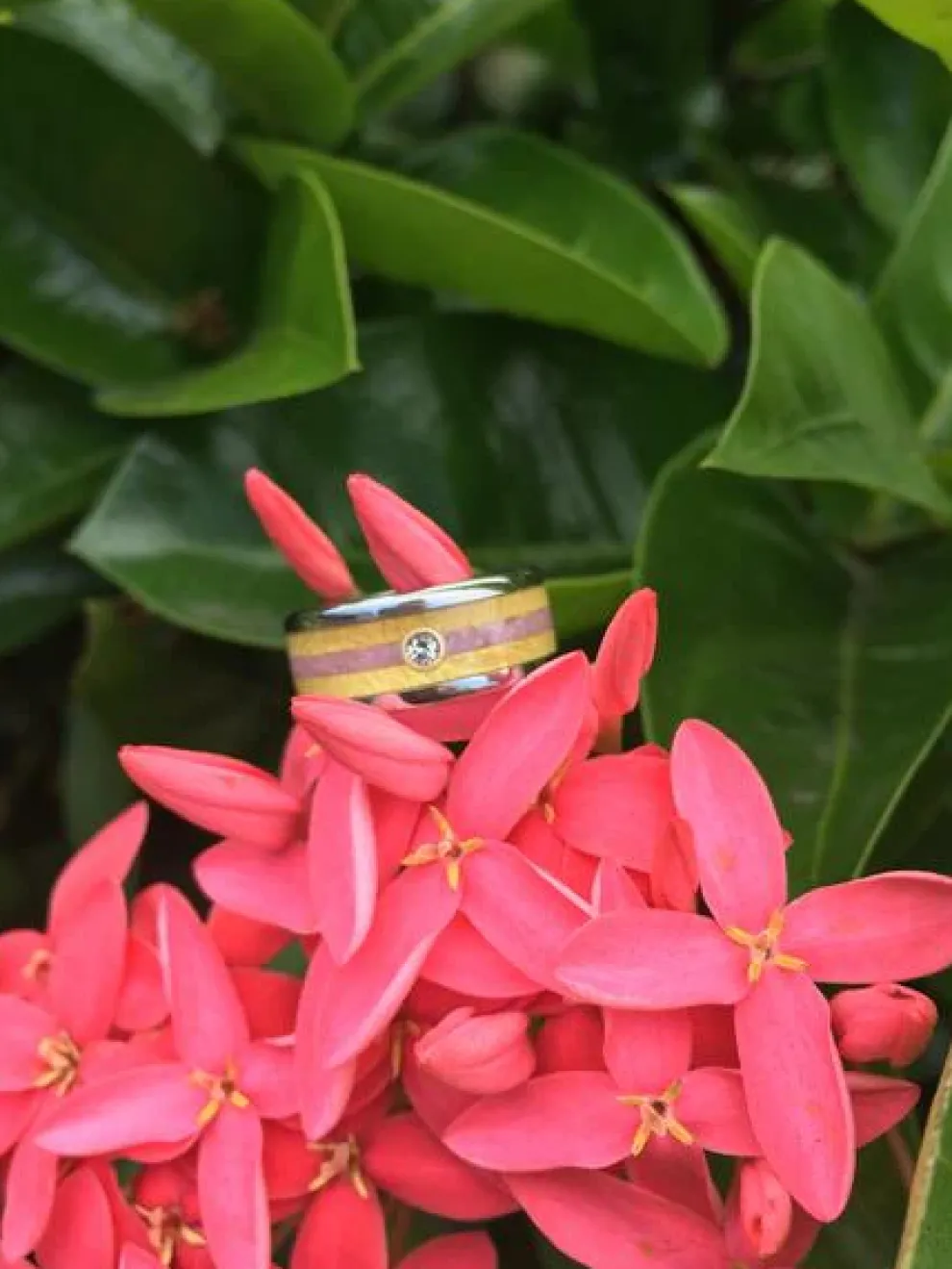 Diamond Titanium Ring With Pink Sugilite