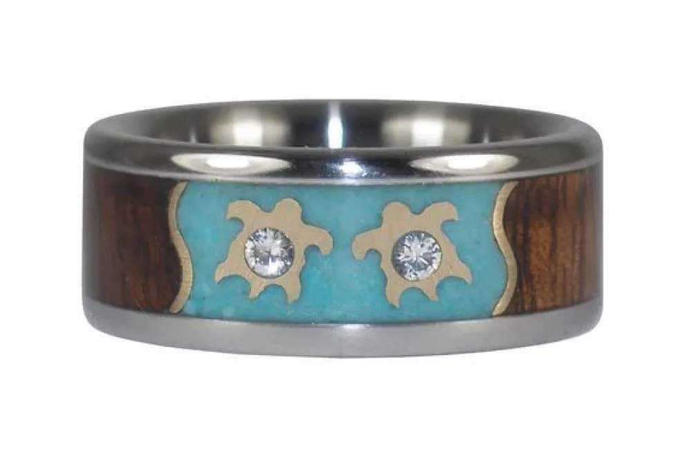 Gold Turtle Diamond Titanium Ring