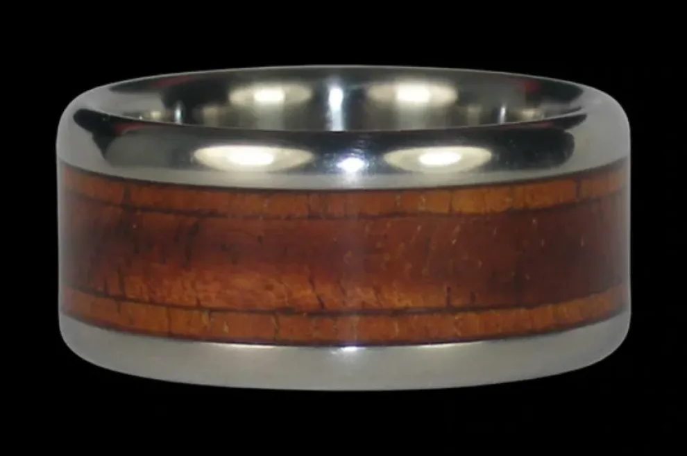 Hawaii Titanium Ring Band With Koa Wood Inlays