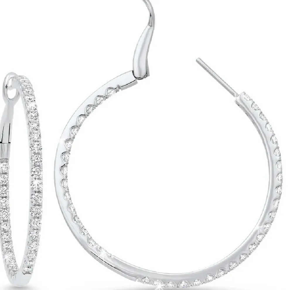 18K Diamond Hoop Earrings