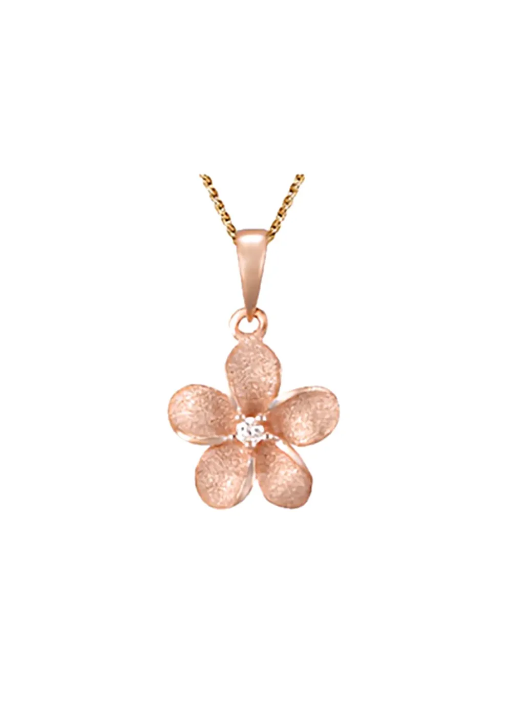 14K 11Mm Plumeria Diamond Pendant