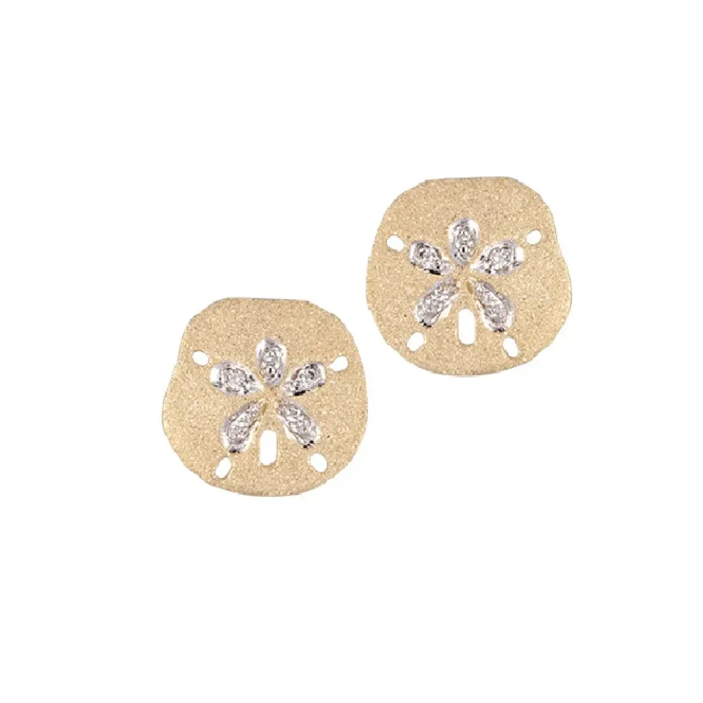 14K 15Mm Sand Dollar Earrings With Diamonds