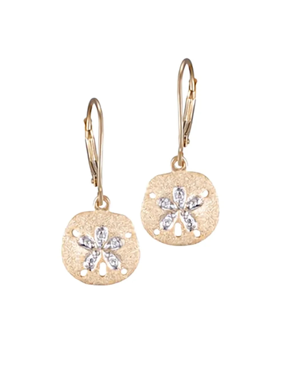 14K 10Mm Sand Dollar Earring With 10 Diamonds