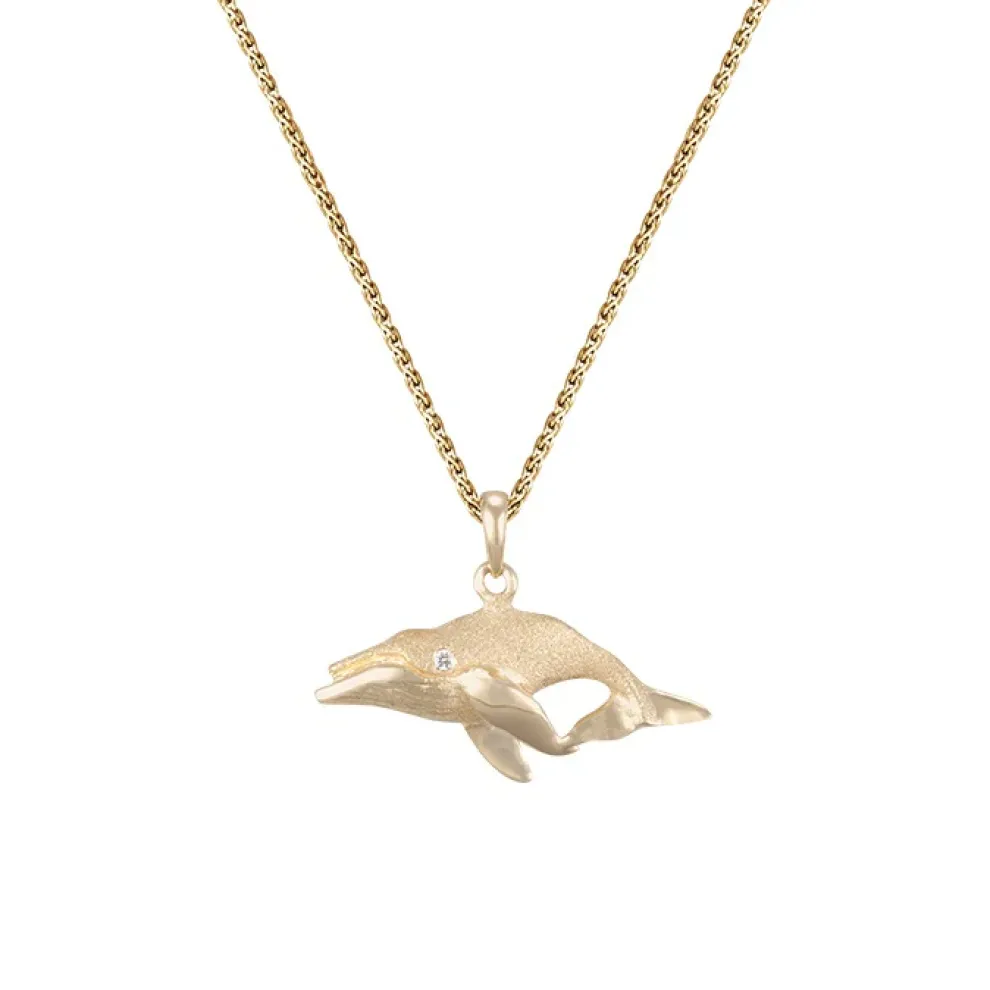 14K 23Mm Whale "Humpback Single" Pendant