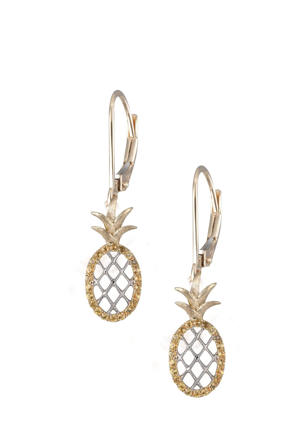 14K "Pineapple" Earrings With 44 Yellow Sapphires