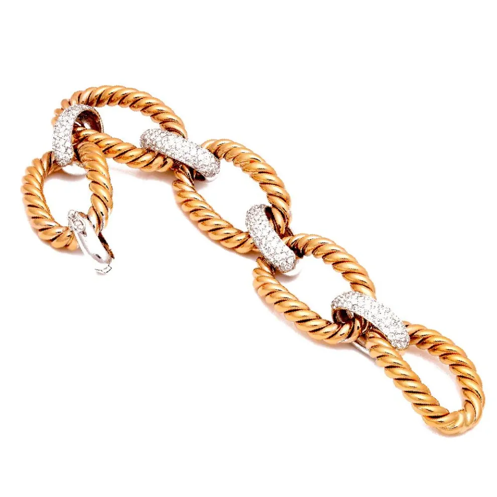 18K Rose And White Gold Bracelet With 2.52 Ct Diamonds