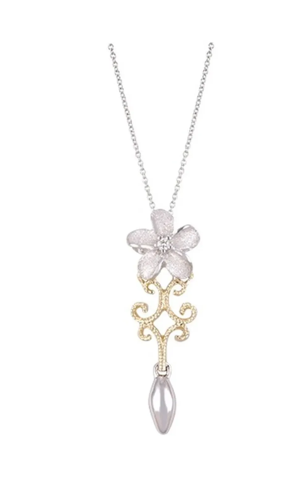 14K 2/Tone Chandelier Plumeria Pendant With Diamond