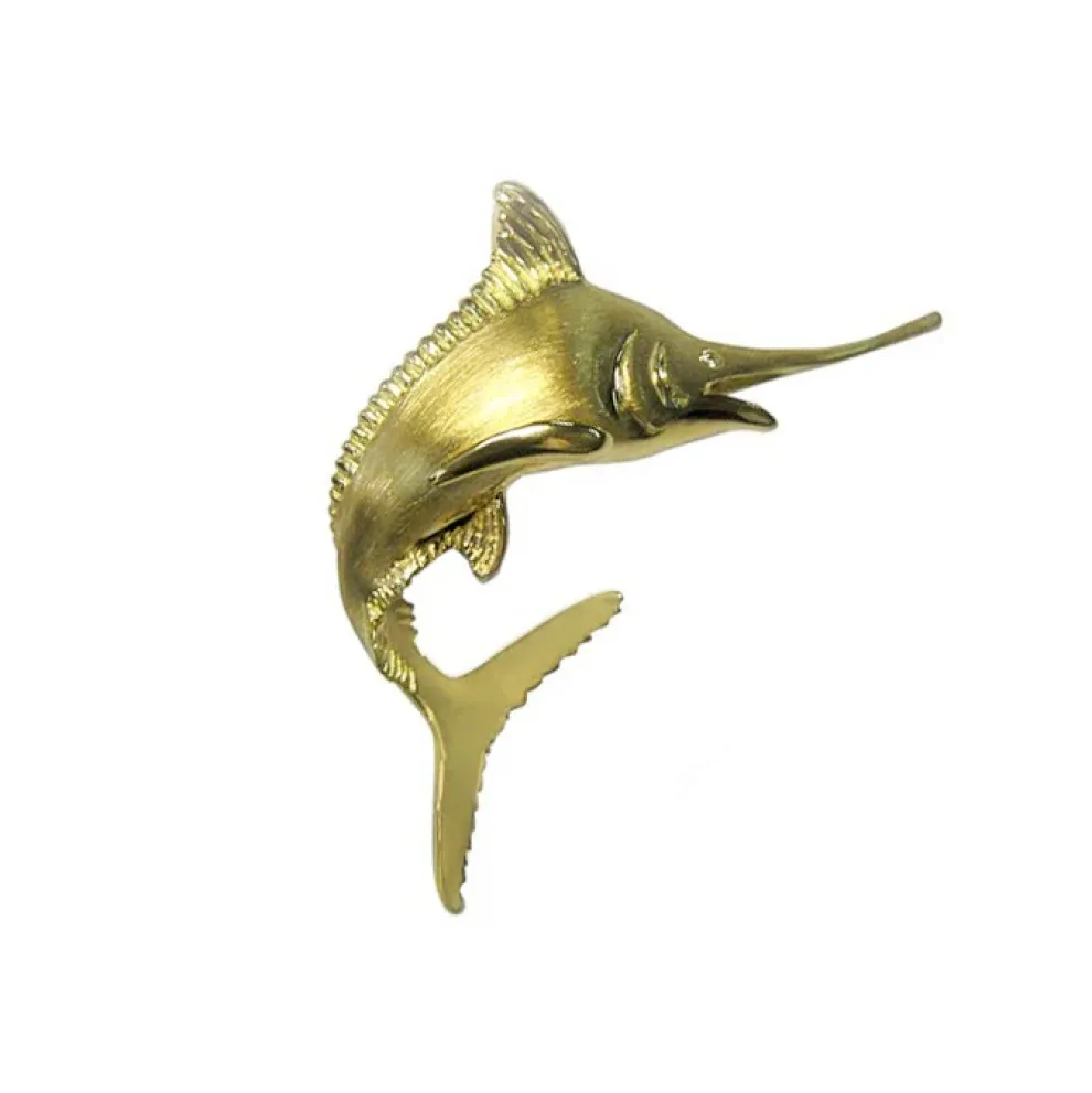 14K 2/Tone 40Mm Blue Marlin Pendant With 2 Diamonds