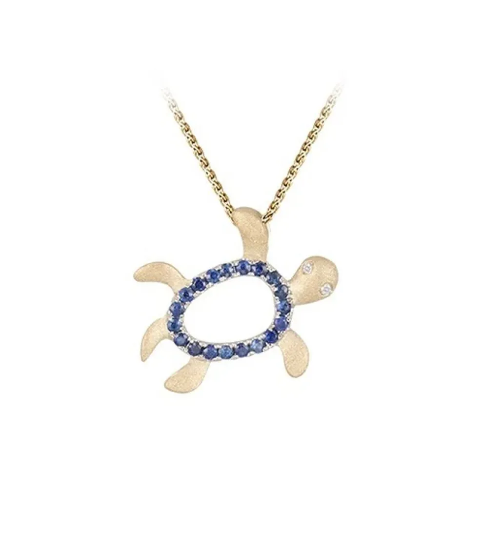 14K 2/Tone 15Mm "Hawaiian Petroglyph" Honu Pendant