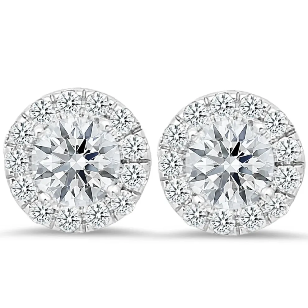 18K White Gold Stud Earrings With 0.42 Ct And 3.00 Ct Diamonds