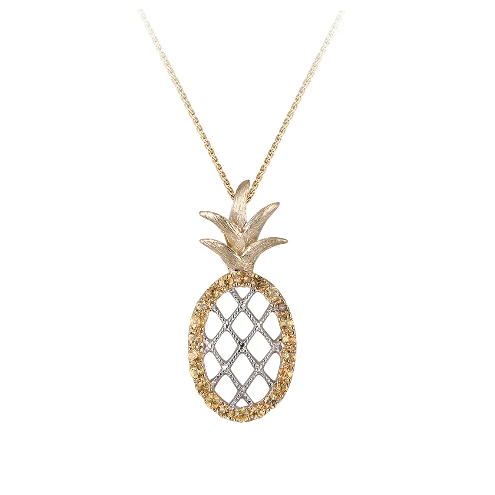 14K Yellow Gold "Pineapple" Pendant With 22 Yellow Sapphires