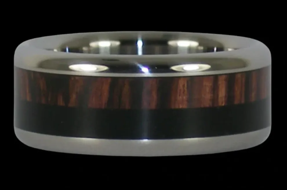 Light And Dark Koa Wood Titanium Ring