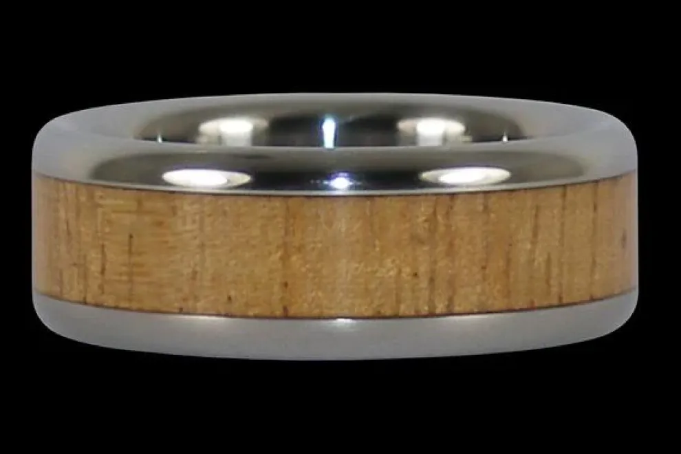 Light Koa Wood Hawaii Titanium Ring