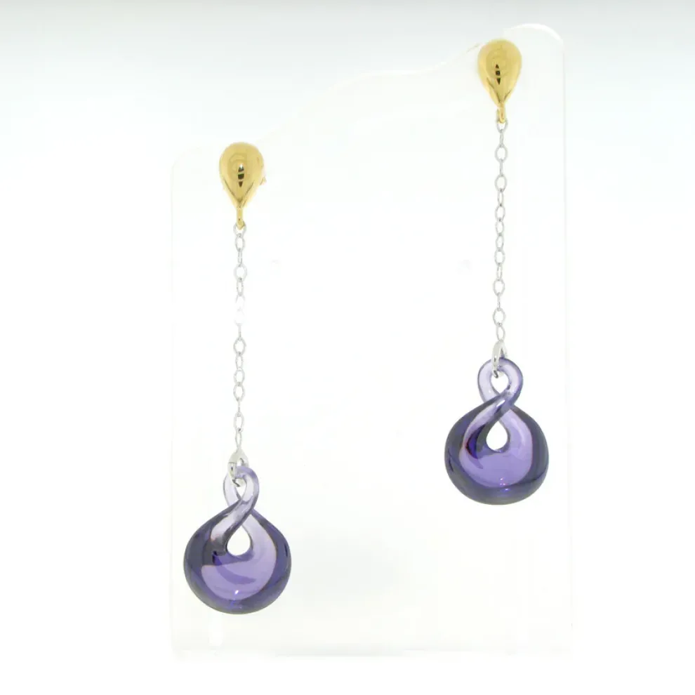 Sterling Silver Purple Zircon Drop Earrings