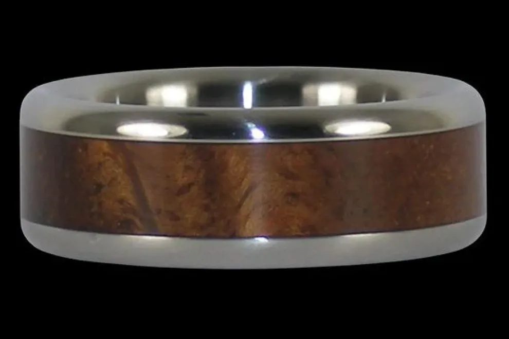 Titanium Ring With Hawaiian Curly Koa Wood