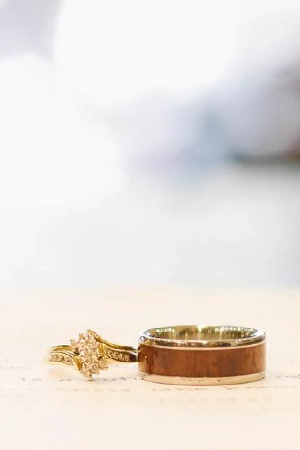 Titanium Ring With Hawaiian Curly Koa Wood