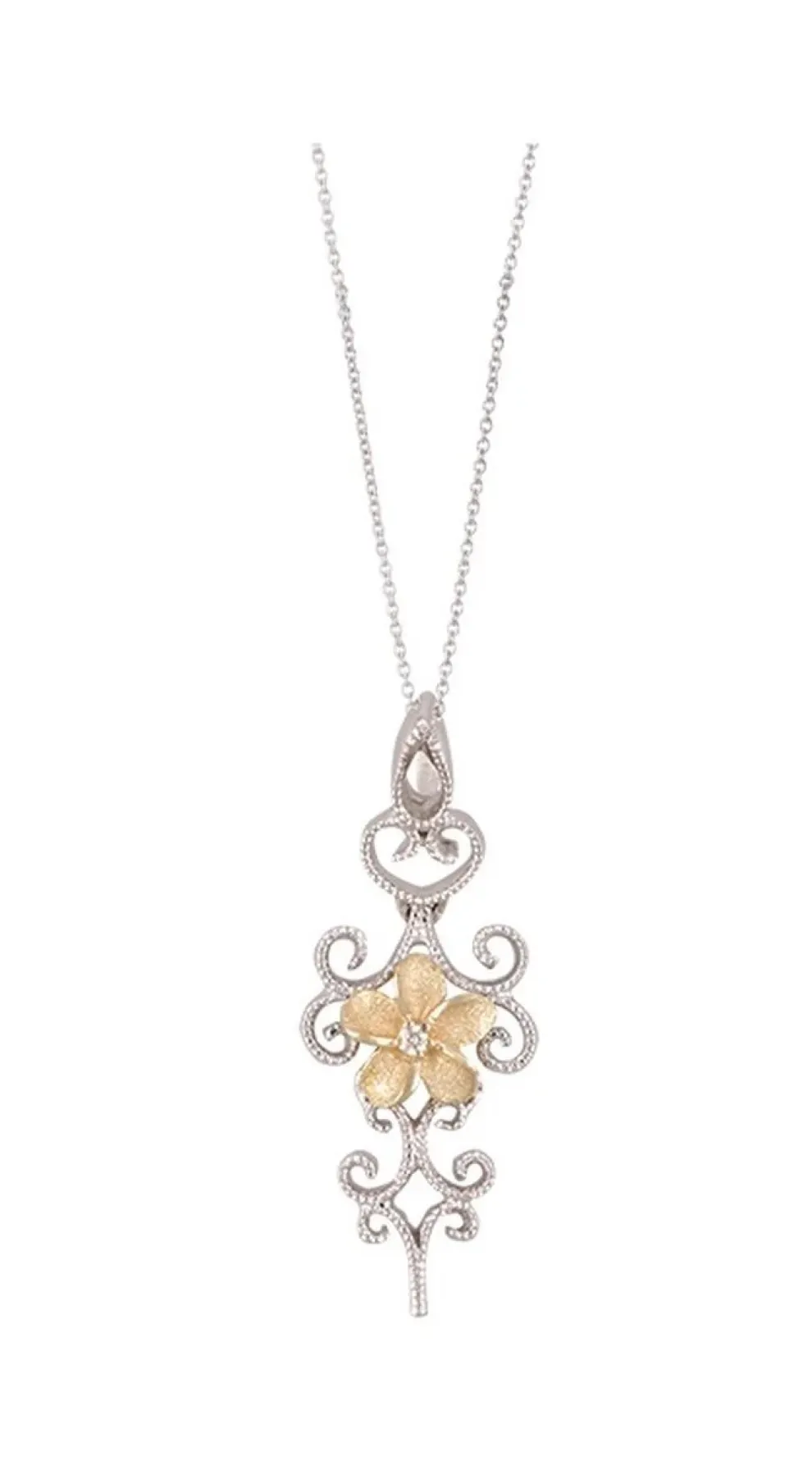 2/Tone 14K Chandelier Plumeria Diamond Pendant