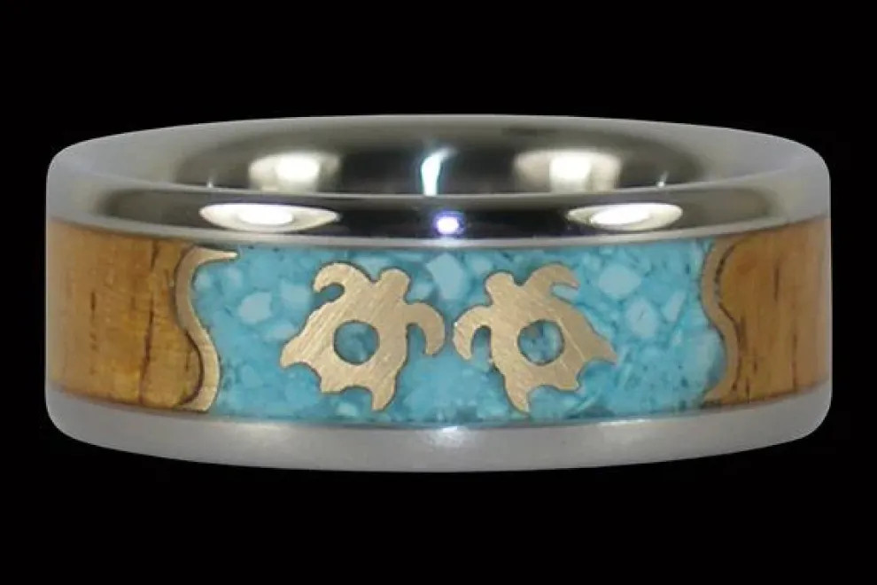 Two Turtles Titanium Ring